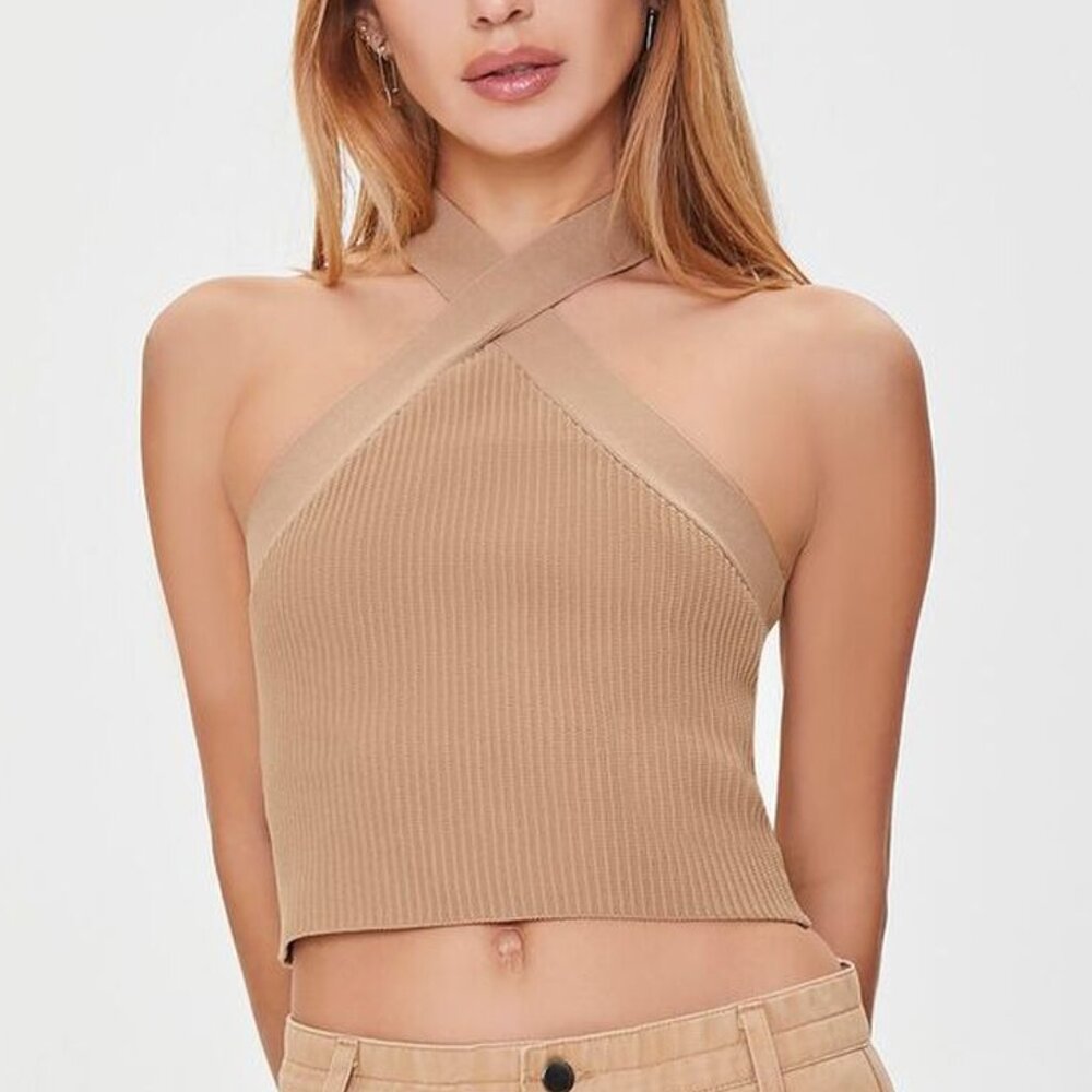 Sweater Knit Halter Crop Top